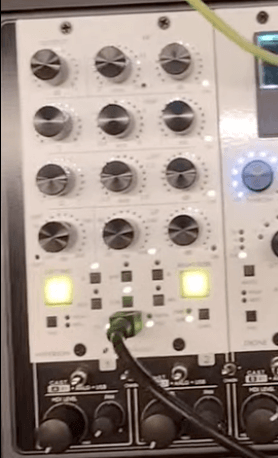 Showing the Wes Audio Hyperion in the rack with USB cable sticking out from usb port on bottom middle